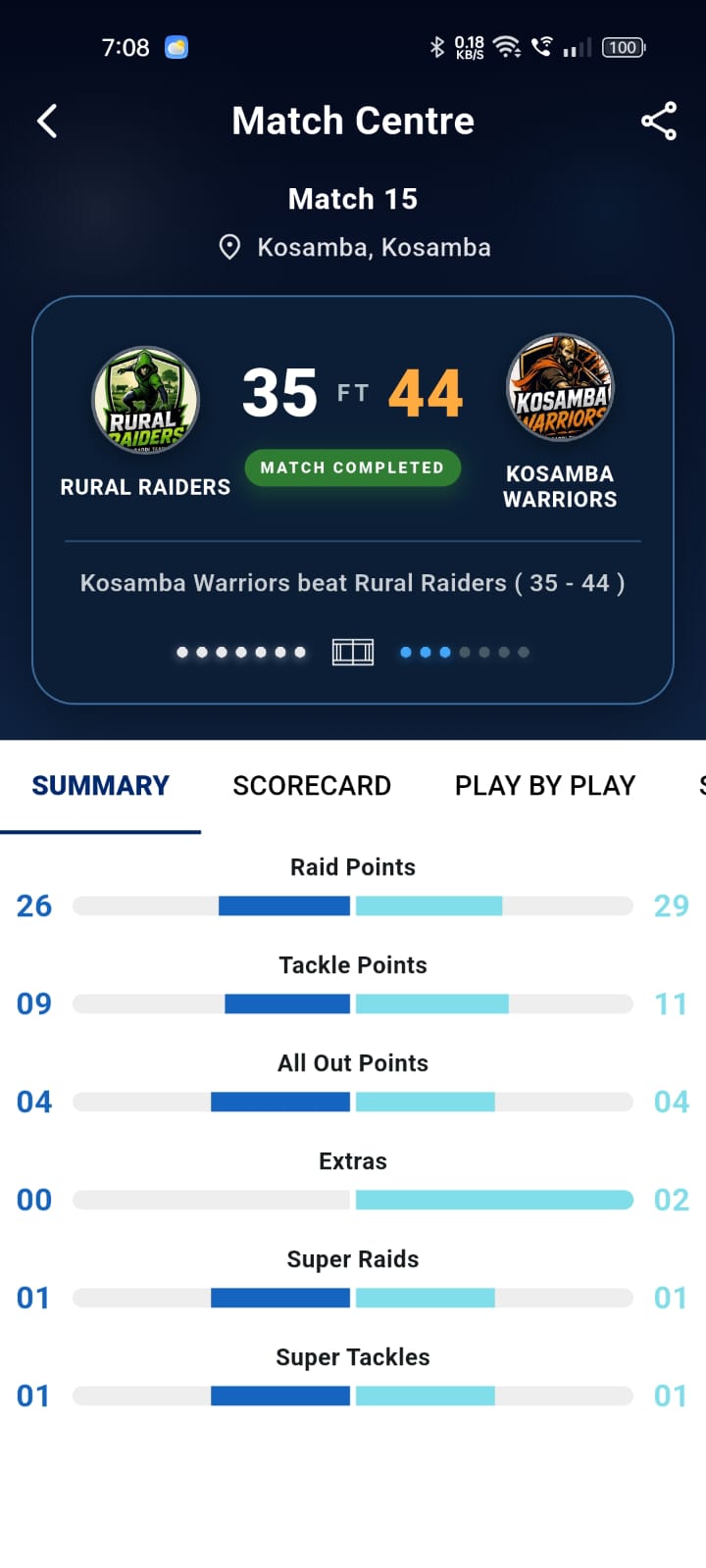 Live Match Score Screenshot